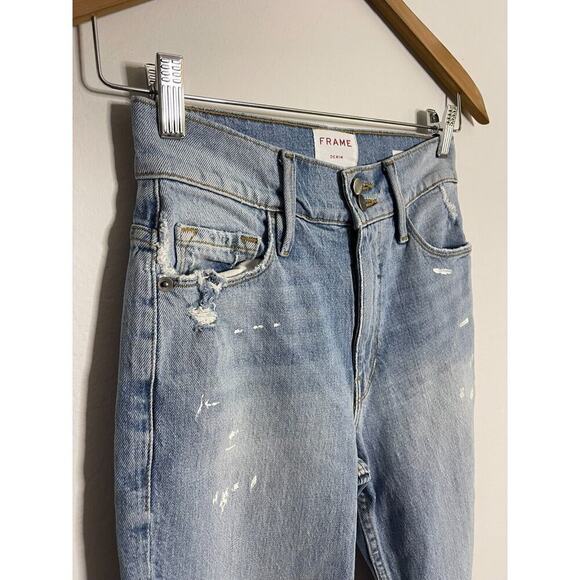 Frame Jeans 25 Heritage Le Sylvie Kick Flare Boot High Rise Denim Crop - Picture 5 of 10